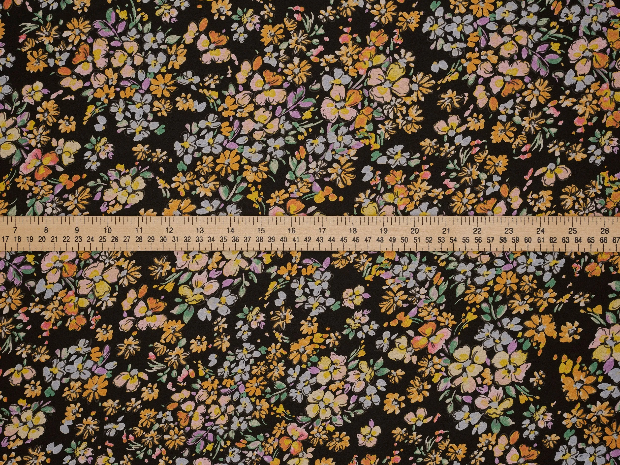Black  Floral  pattern print silky satin Lightweight   fabric