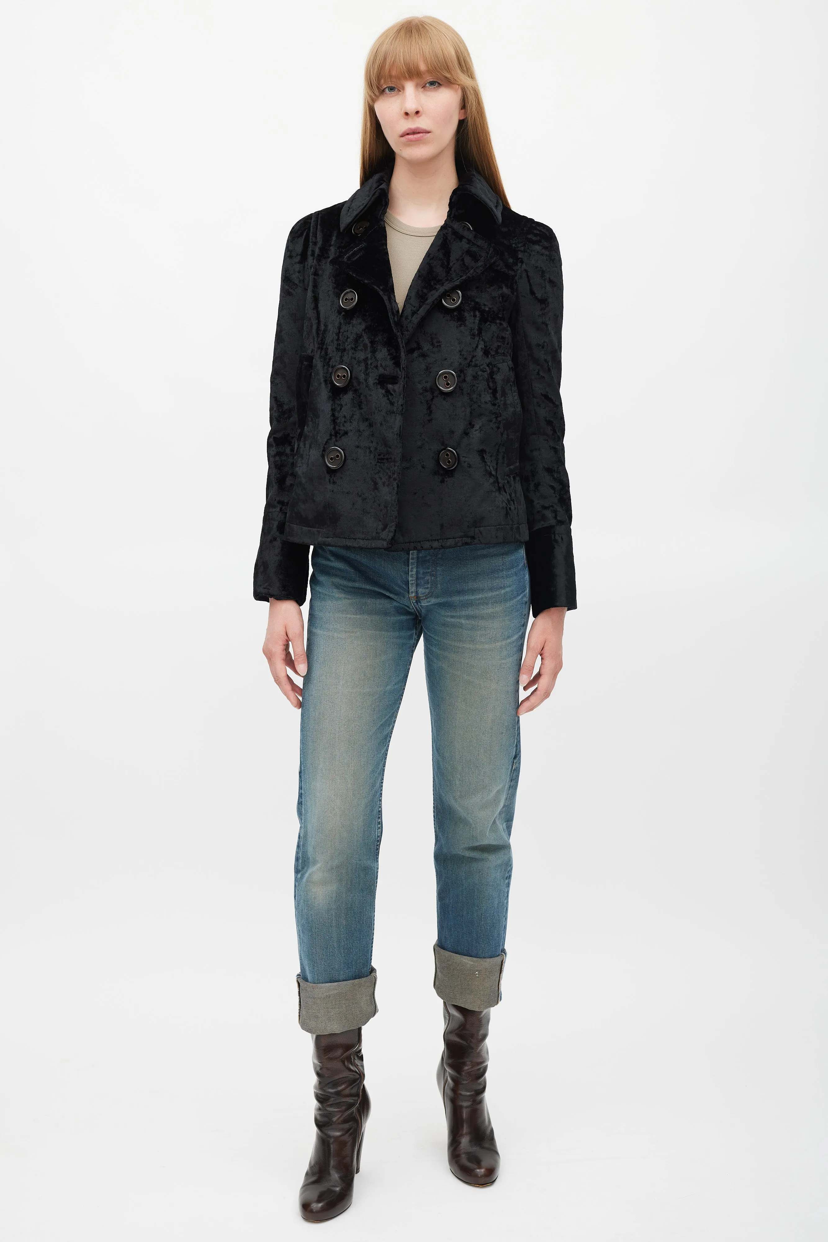Black Velour Double Breasted Jacket