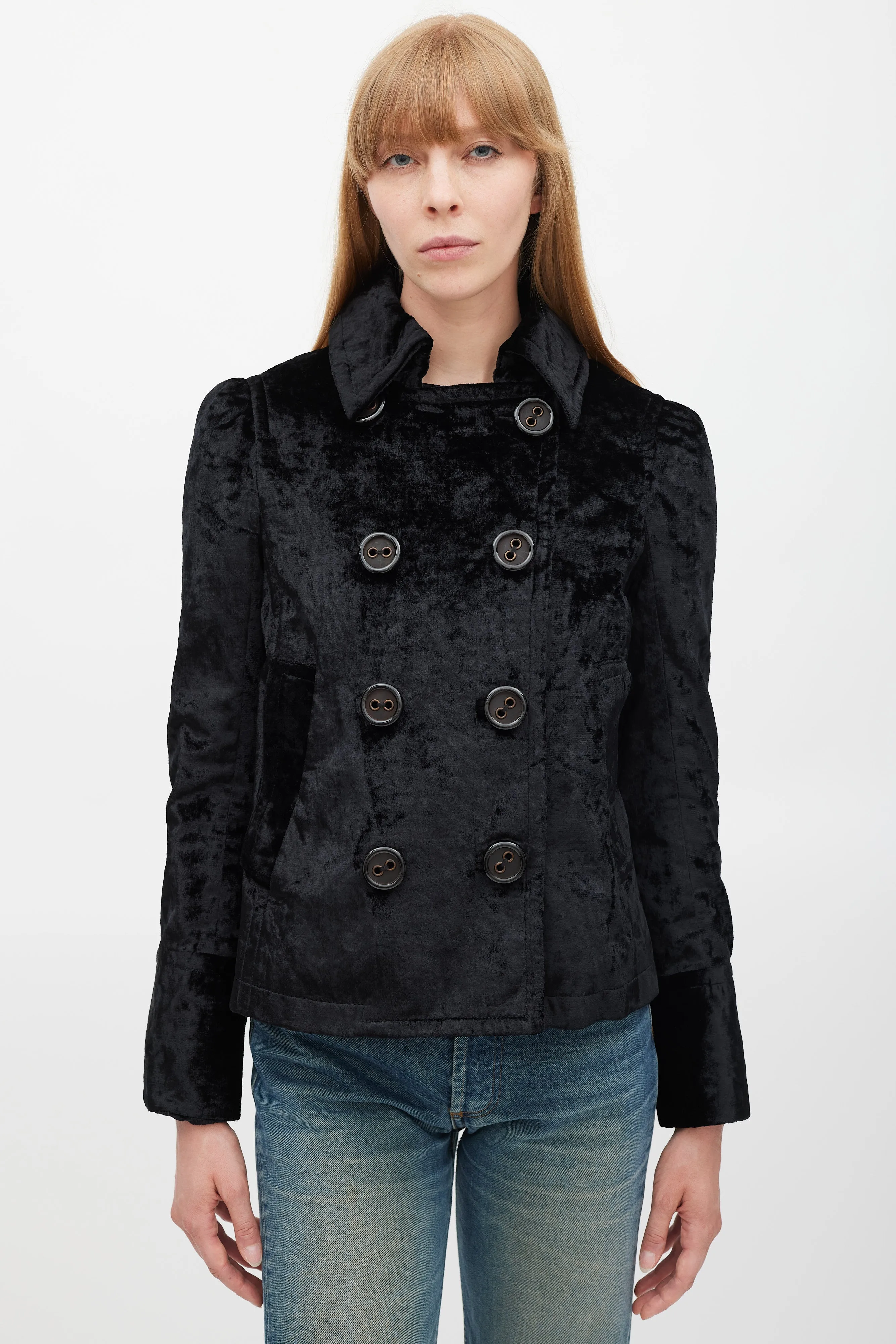 Black Velour Double Breasted Jacket
