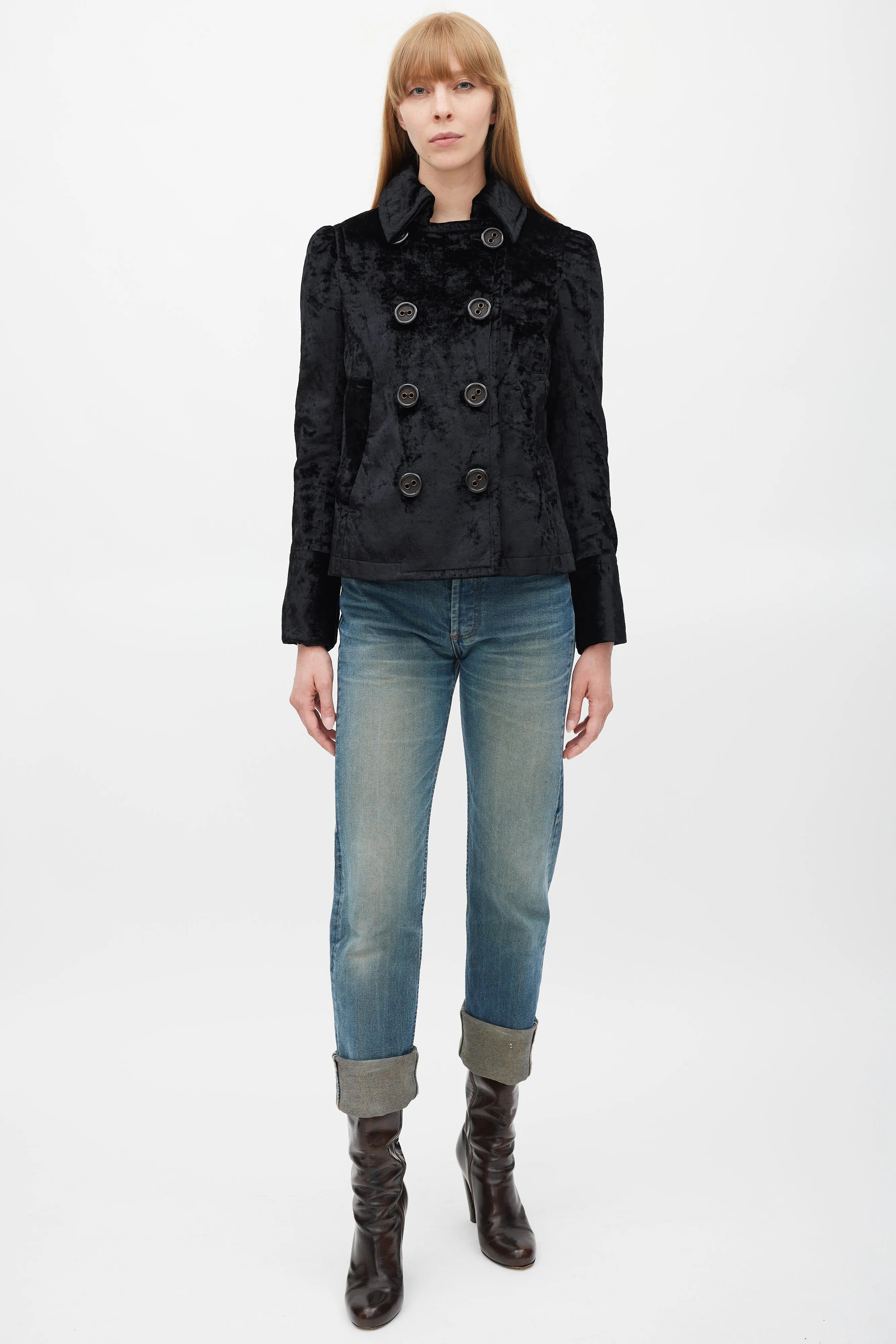 Black Velour Double Breasted Jacket