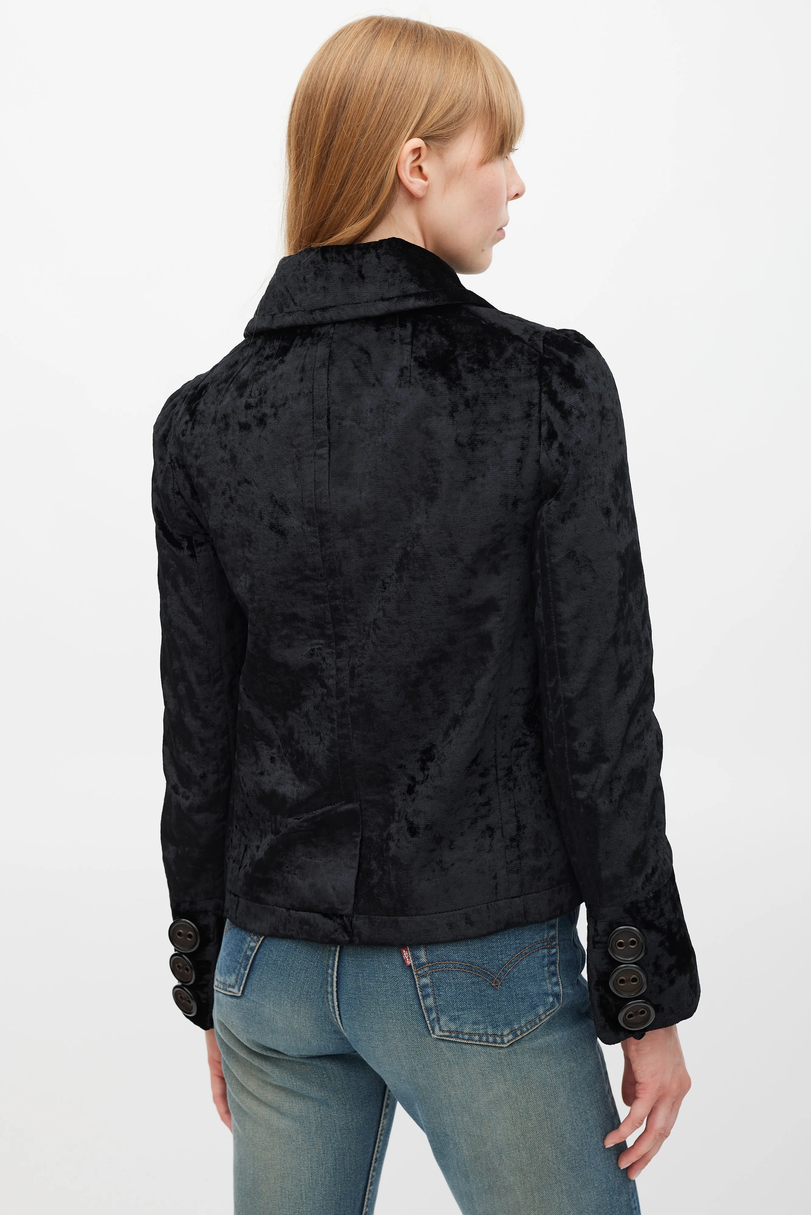 Black Velour Double Breasted Jacket