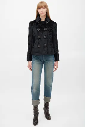 Black Velour Double Breasted Jacket