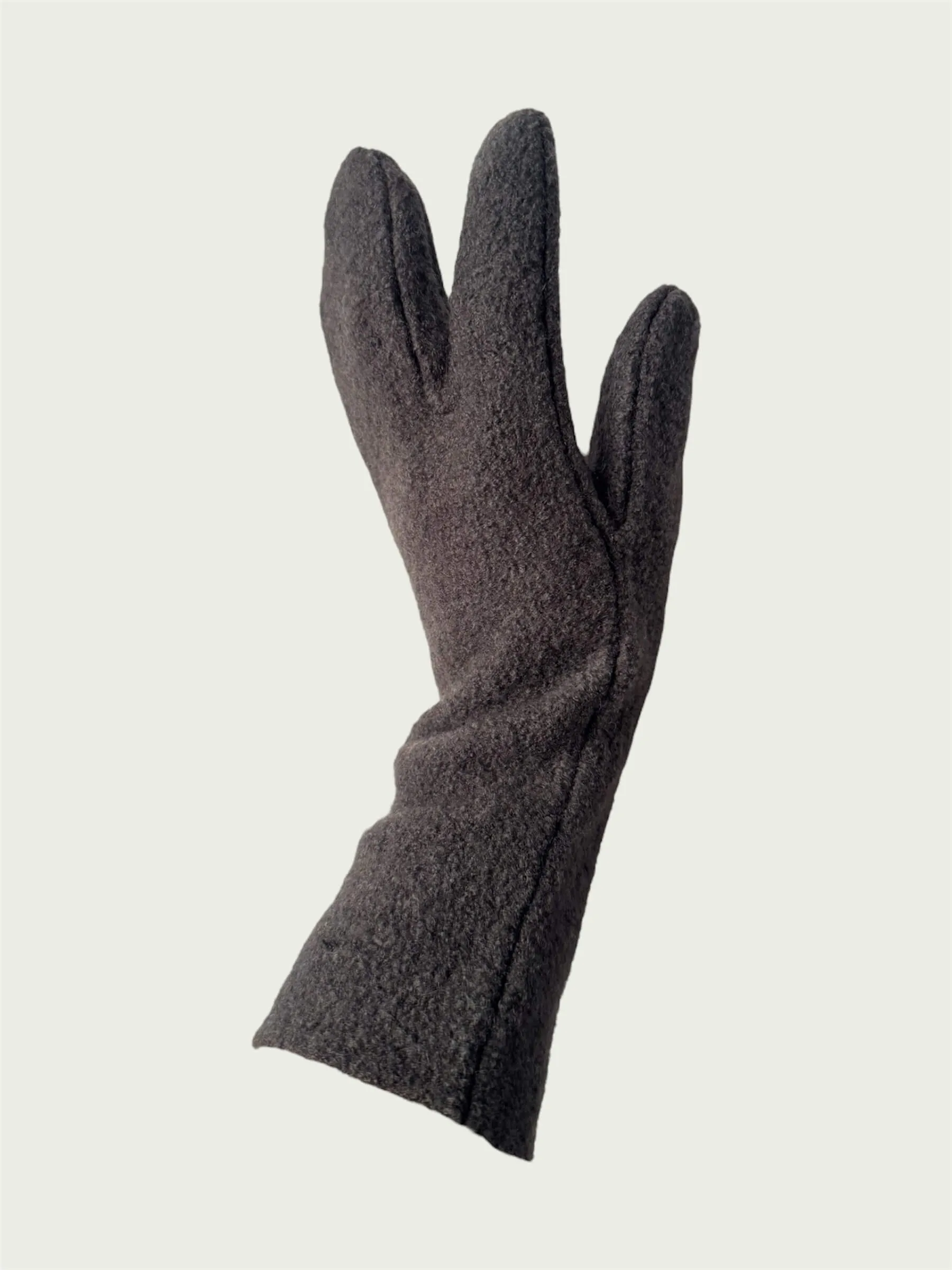 Boiled Wool Tabi Gloves In Moss Green