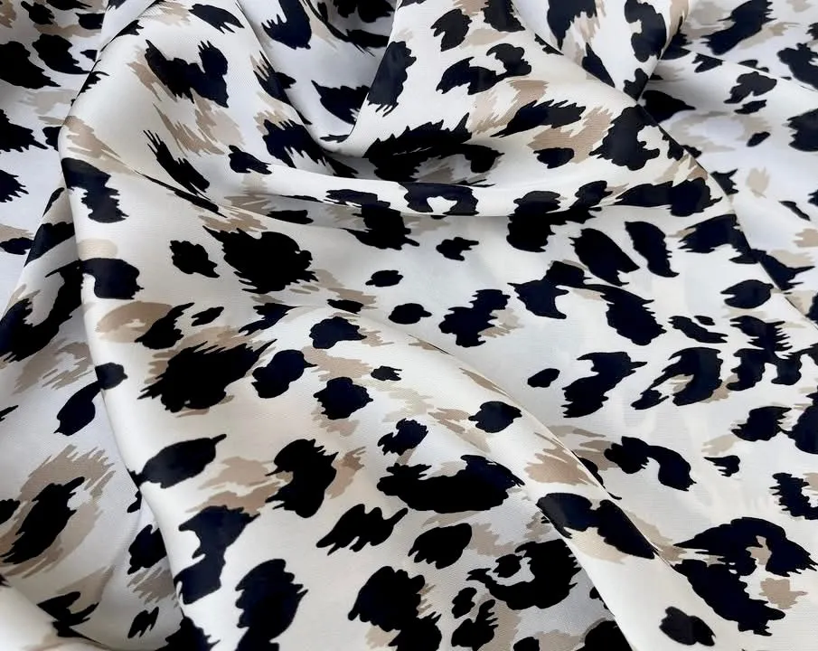 Cheetah satin print  - Lightweight  satin  fabric by the yard -