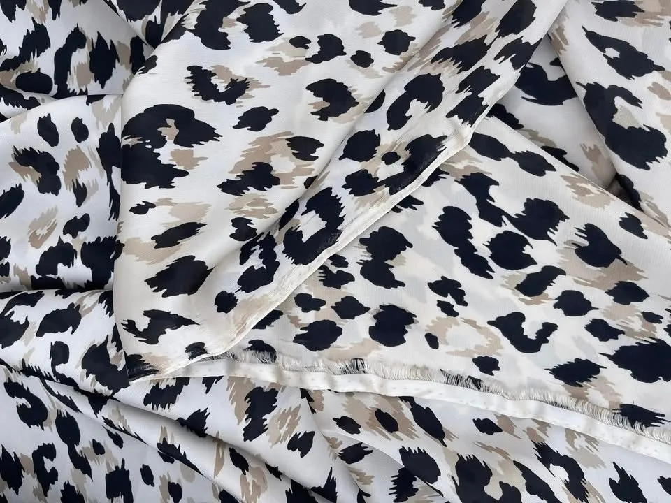 Cheetah satin print  - Lightweight  satin  fabric by the yard -