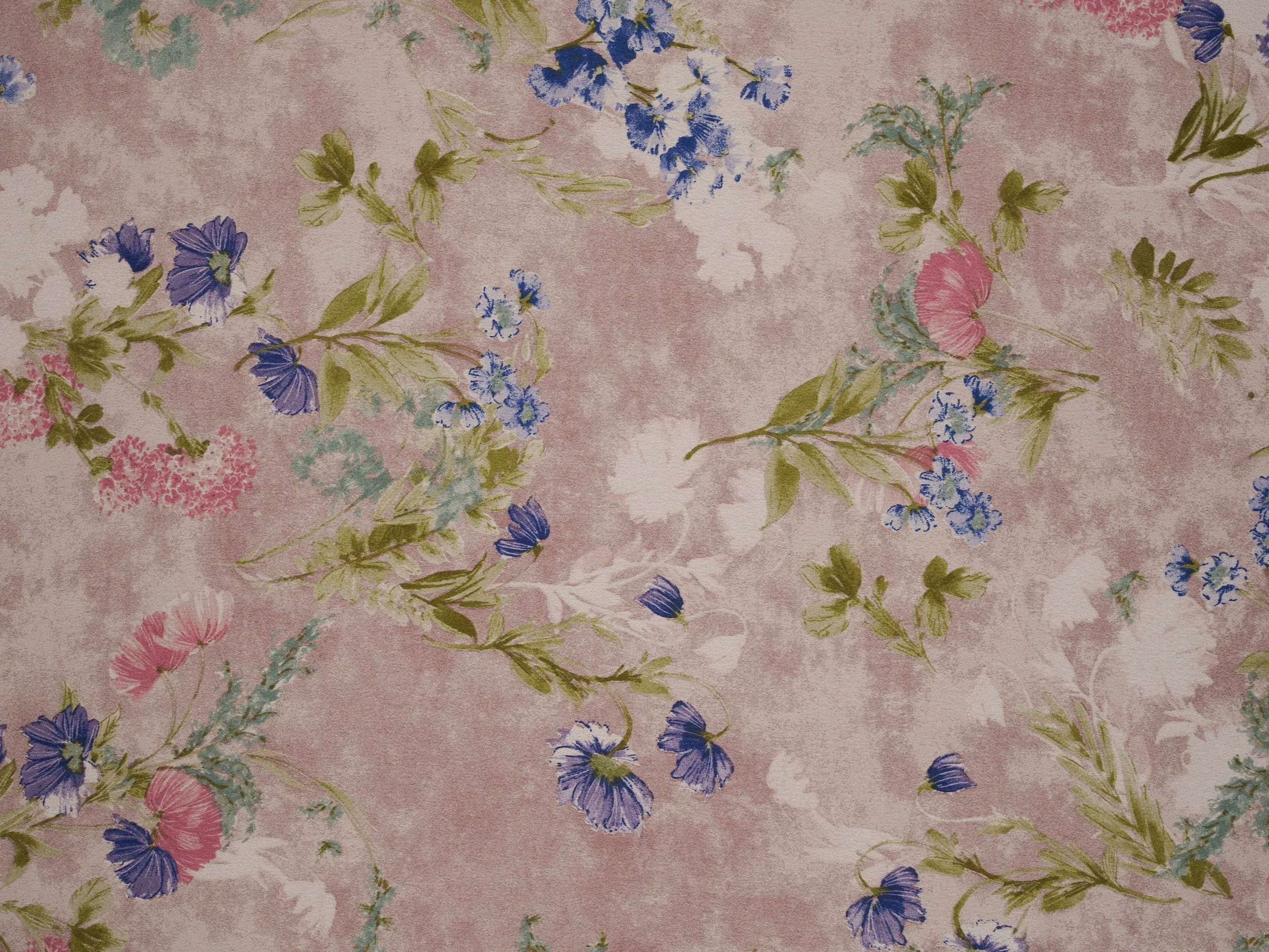 Dusty pink nature floral  pattern print silky satin Lightweight   fabric