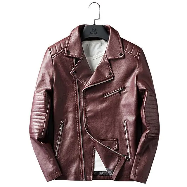 GustOmerD Brand 2017 Autumn Winter Casual Zipper PU Leather Jacket Motorcycle Leather Jacket Men Slim Fit Mens Jackets And Coats