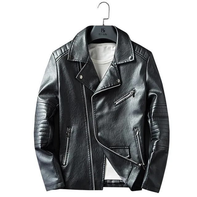 GustOmerD Brand 2017 Autumn Winter Casual Zipper PU Leather Jacket Motorcycle Leather Jacket Men Slim Fit Mens Jackets And Coats