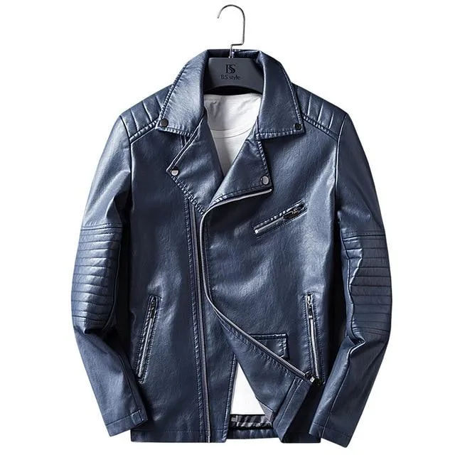 GustOmerD Brand 2017 Autumn Winter Casual Zipper PU Leather Jacket Motorcycle Leather Jacket Men Slim Fit Mens Jackets And Coats