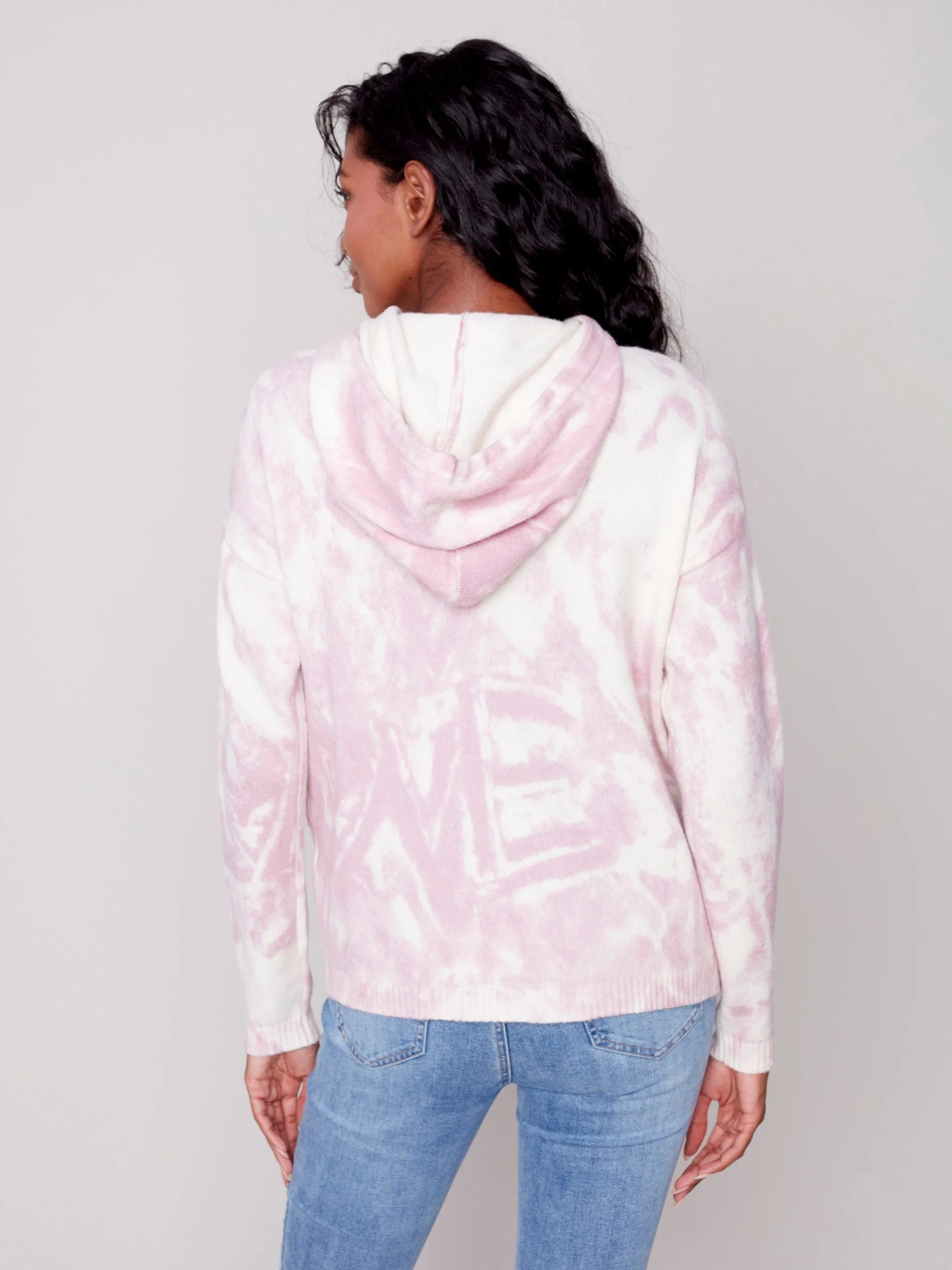 Hooded Sweater with Graffiti Print - Powder