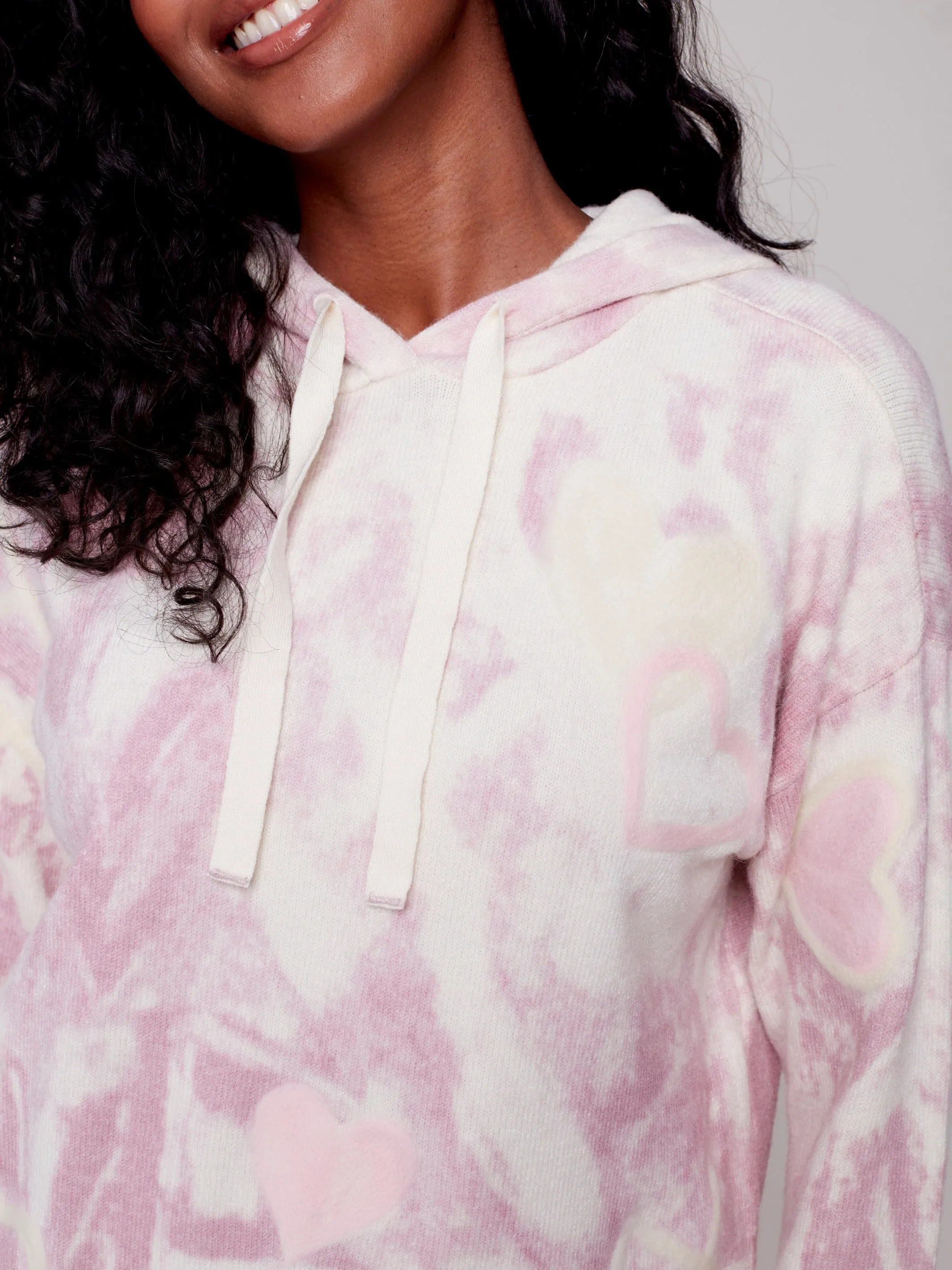 Hooded Sweater with Graffiti Print - Powder
