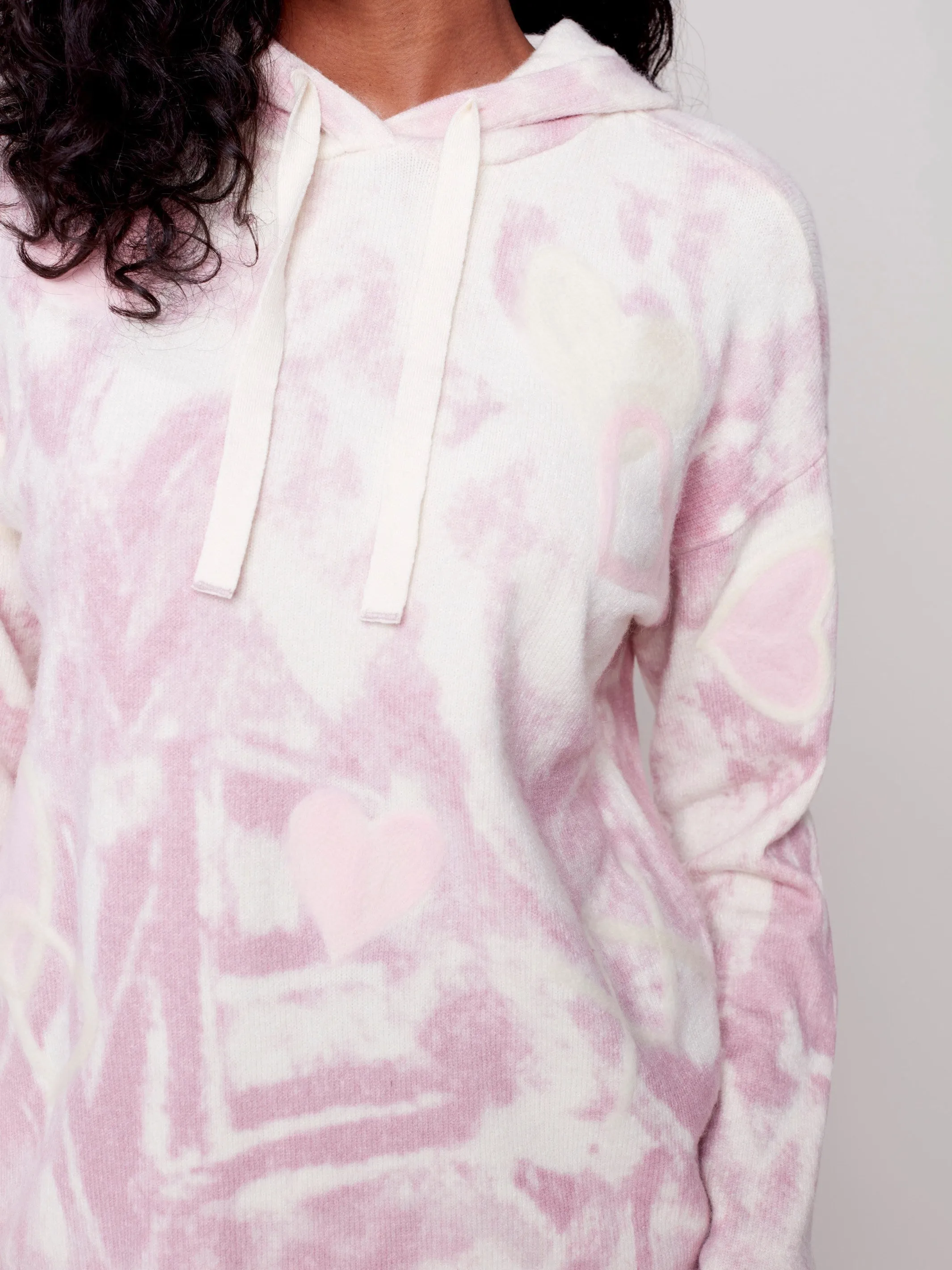 Hooded Sweater with Graffiti Print - Powder