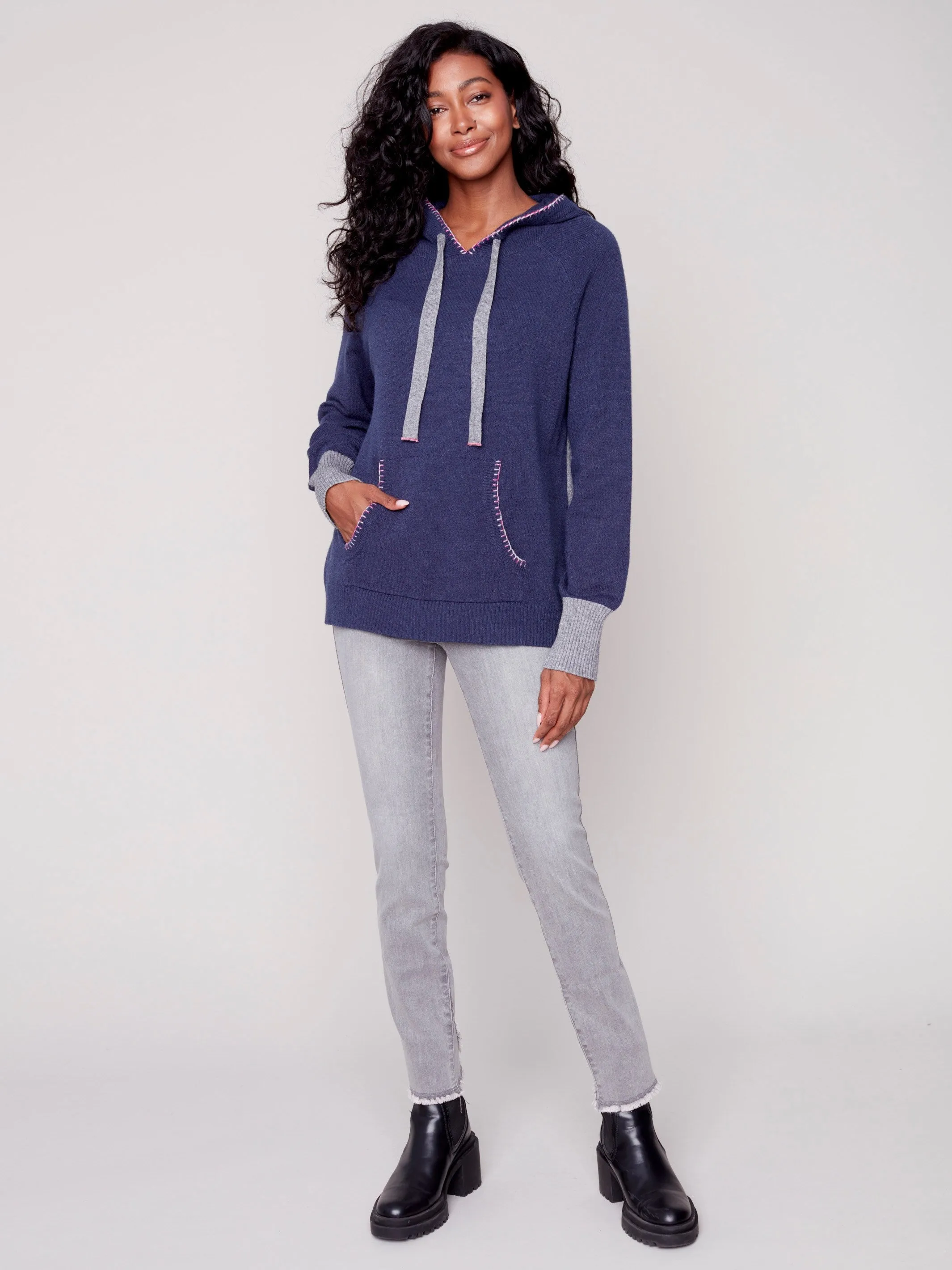 Kangaroo Hoodie Sweater - Navy