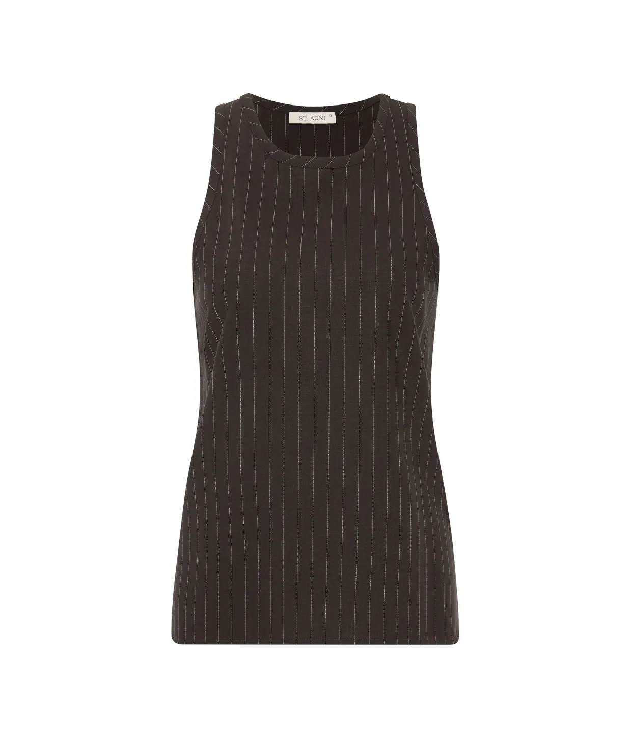 Wool Pinstripe Tank in Mahogany Stripe