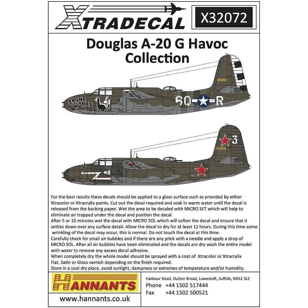 Xtradecal X32072 Douglas A-20G Havoc Collection Decals 1/32
