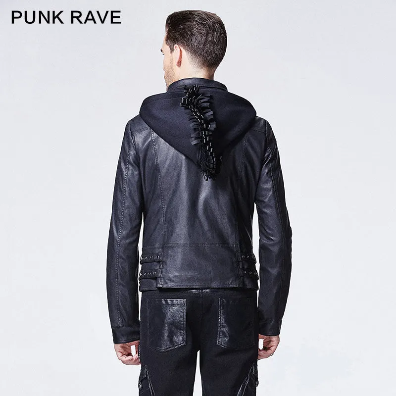Y-609 Winter Short Hooded Punk Jacket With Stand Up Collar